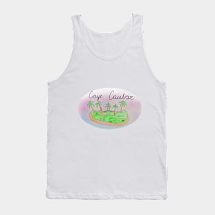 Caye Caulker watercolor Island travel, beach, sea and palm trees. Holidays and vacation, summer and relaxation Tank Top